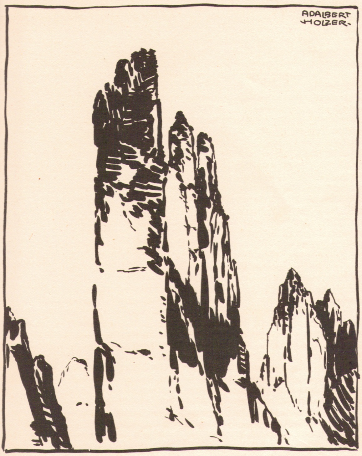 Adalbert Holzer - Dolomitentuerme sw um 1920p.jpg