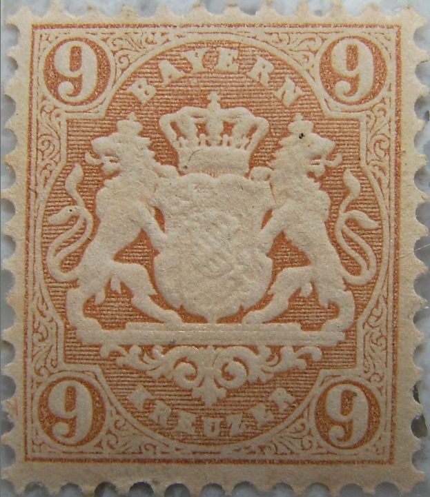 Briefmarke 9 Kreuzer Hellbraunp.jpg