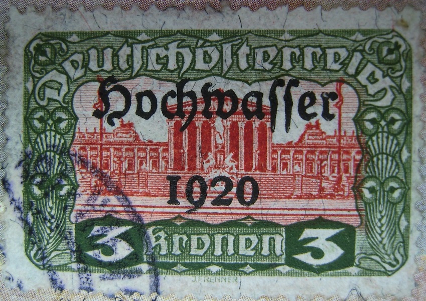 Deutschoesterreich Hochwasser 3 Kronen gruen-rot 01_03_1921paint.jpg