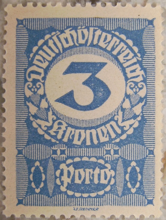 Deutschoesterreich Portomarke gutes Papier4 - 3 Kronenp.jpg