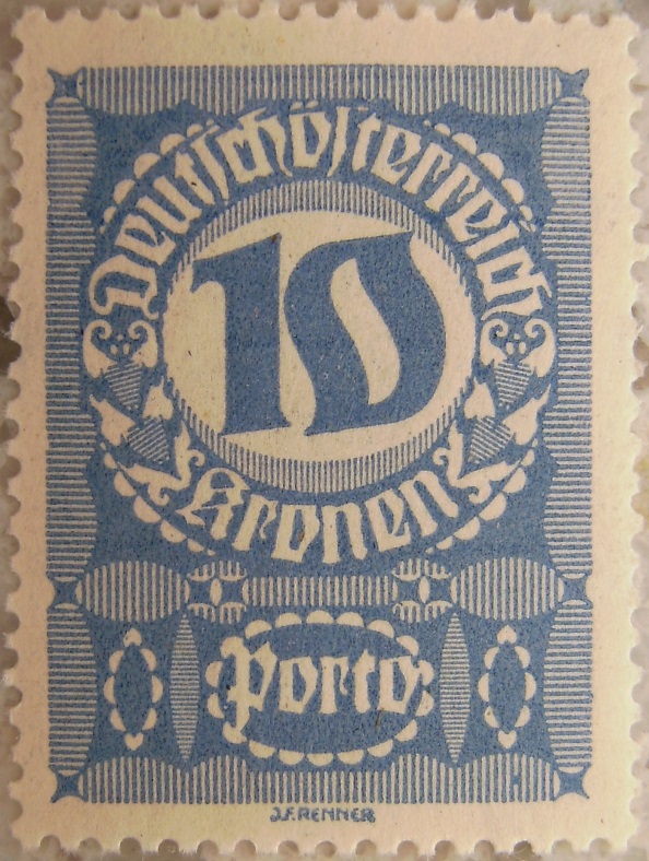 Deutschoesterreich Portomarke gutes Papier8 - 10 Kronenp.jpg