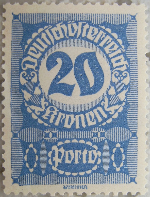 Deutschoesterreich Portomarke gutes Papier9 - 20 Kronenp.jpg