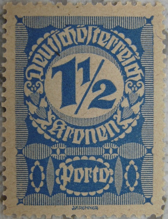 Deutschoesterreich Portomarke schlechtes Papier2 - 1_5 Kronenp.jpg