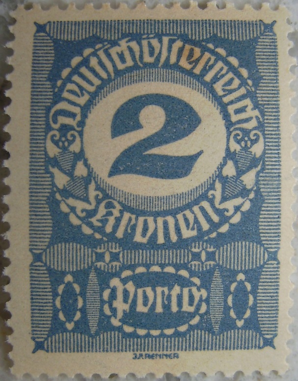 Deutschoesterreich Portomarke schlechtes Papier3 - 2 Kronenp.jpg