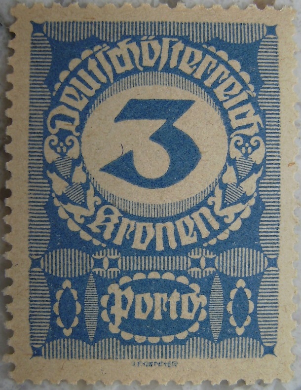 Deutschoesterreich Portomarke schlechtes Papier4 - 3 Kronenp.jpg
