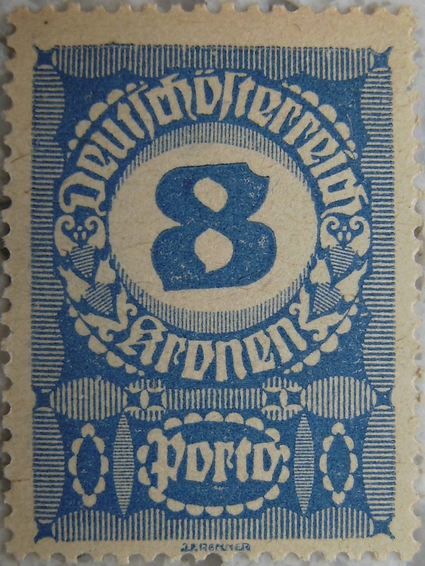 Deutschoesterreich Portomarke schlechtes Papier7 - 8 Kronenp.jpg