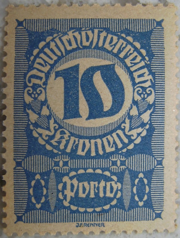 Deutschoesterreich Portomarke schlechtes Papier8 - 10 Kronenp.jpg