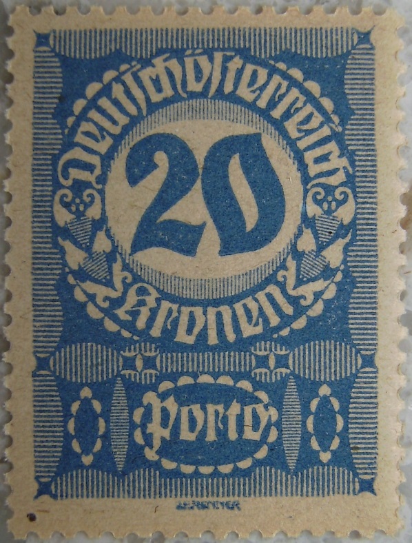 Deutschoesterreich Portomarke schlechtes Papier9 - 20 Kronenp.jpg